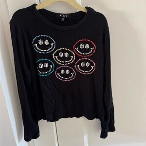 Kids Long Sleeve Smiley Face Shirt - Black